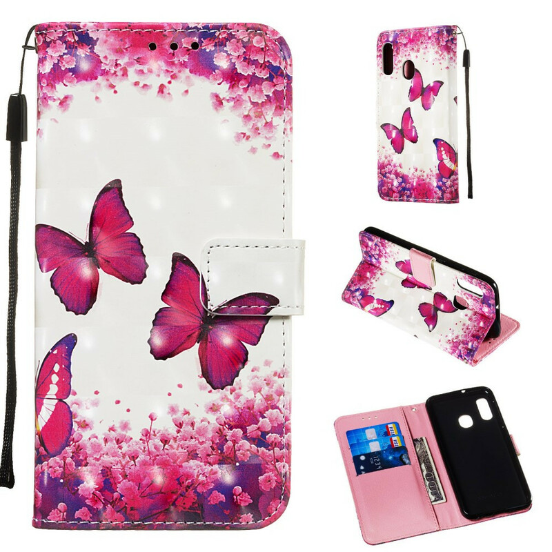 Housse Samsung Galaxy A20e Papillons Rouges Housse Samsung Galaxy A20e Papillons Rouges