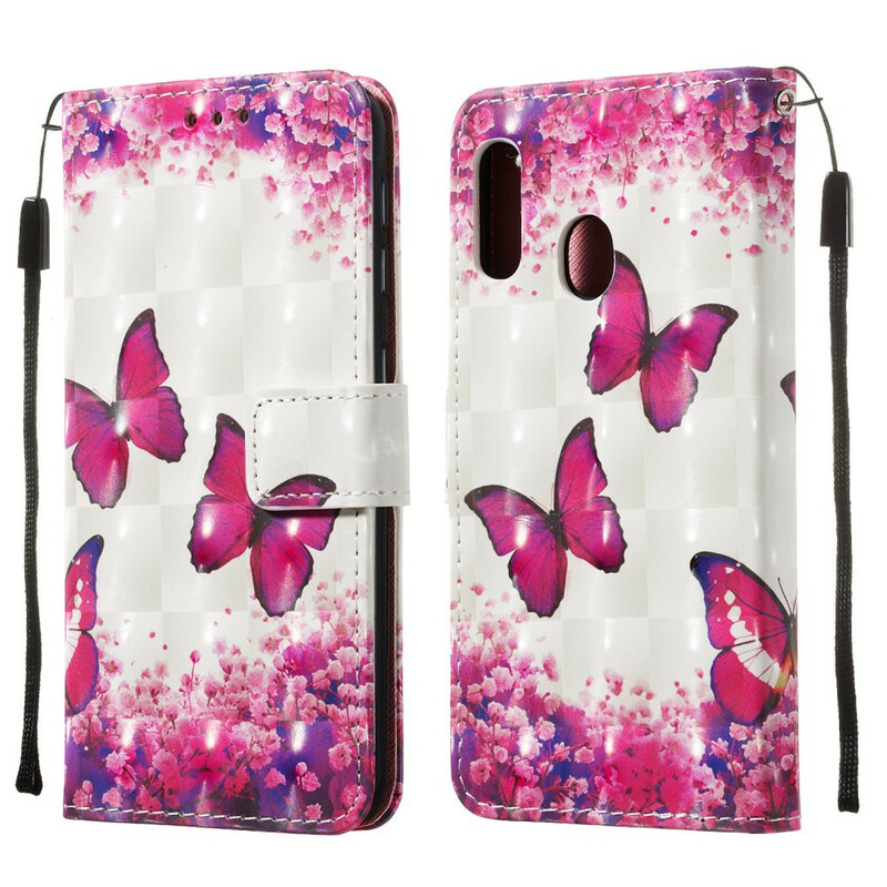 Housse Samsung Galaxy A20e Papillons Rouges Housse Samsung Galaxy A20e Papillons Rouges