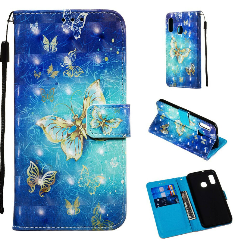Housse Samsung Galaxy A20e Papillons Dorés Housse Samsung Galaxy A20e Papillons Dorés