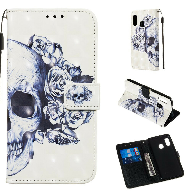 Housse Samsung Galaxy A20e Tête de Mort Fleurie Housse Samsung Galaxy A20e Tête de Mort Fleurie