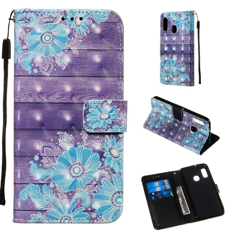 Housse Samsung Galaxy A20e Fleurs Bleues Housse Samsung Galaxy A20e Fleurs Bleues