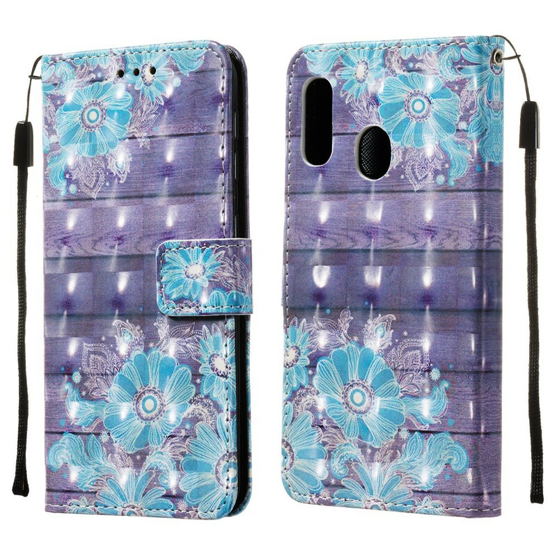 Housse Samsung Galaxy A20e Fleurs Bleues Housse Samsung Galaxy A20e Fleurs Bleues