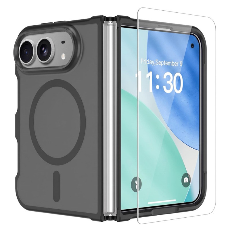 Coque iPhone Duo Coque Magnétique Givrée avec Verre Trempé