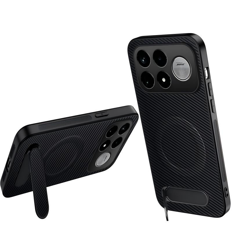Coque Poco F9 Pro Fibre Carbone avec Support