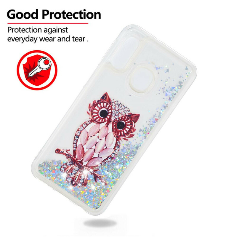 Coque Samsung Galaxy A20e Hibou Rouge Paillettes Coque Samsung Galaxy A20e Hibou Rouge Paillettes