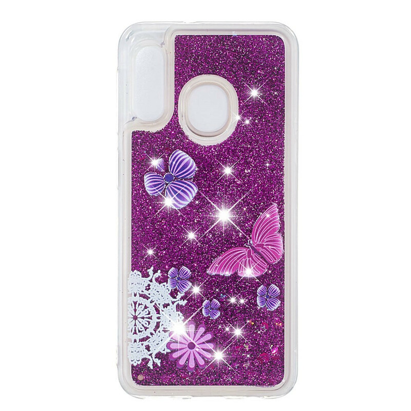 Coque Samsung Galaxy A20e Papillons Violets Paillettes Coque Samsung Galaxy A20e Papillons Violets Paillettes