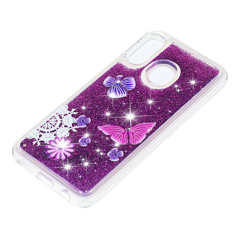 Coque Samsung Galaxy A20e Papillons Violets Paillettes Coque Samsung Galaxy A20e Papillons Violets Paillettes