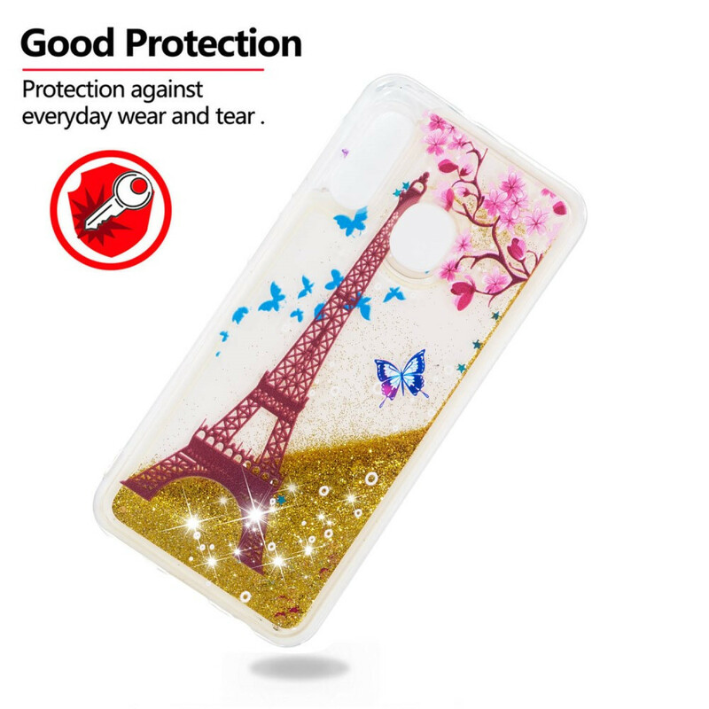 Coque Samsung Galaxy A20e Tour Eiffel Paillettes Dorées Coque Samsung Galaxy A20e Tour Eiffel Paillettes Dorées