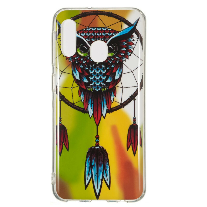 Coque Samsung Galaxy A20e Attrape Rêves Hibou Fluorescente