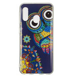 Coque Samsung Galaxy A20e Hibou Mandala Fluorescente