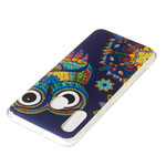 Coque Samsung Galaxy A20e Hibou Mandala Fluorescente