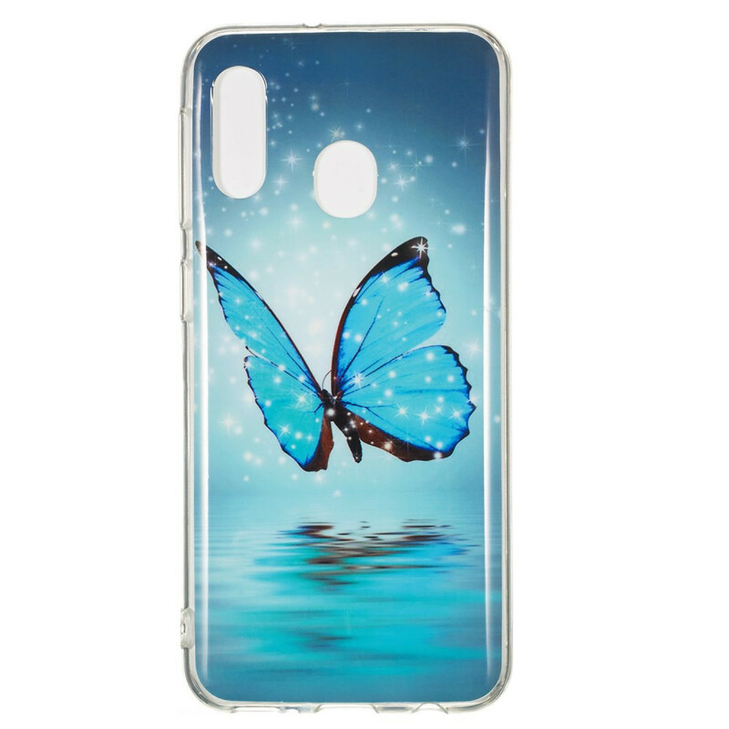 Coque Samsung Galaxy A20e Papillon Bleu Fluorescente Coque Samsung Galaxy A20e Papillon Bleu Fluorescente