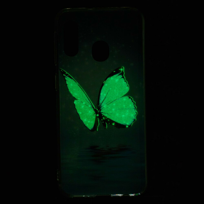 Coque Samsung Galaxy A20e Papillon Bleu Fluorescente Coque Samsung Galaxy A20e Papillon Bleu Fluorescente