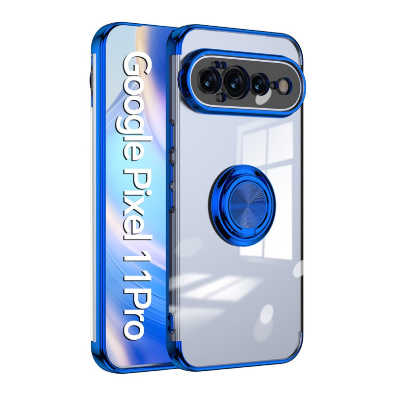 Coque Google Pixel 11 Pro Transparente Métallisée avec Anneau Rotatif
