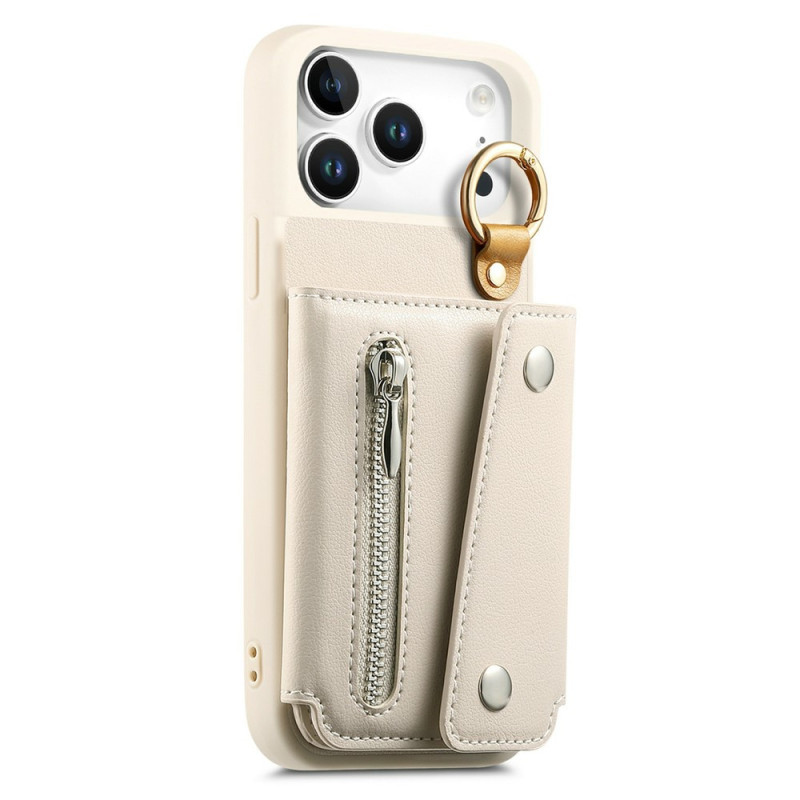 Coque iPhone 18 Pro / 17 Pro Portefeuille avec Poche Zippée et Anneau