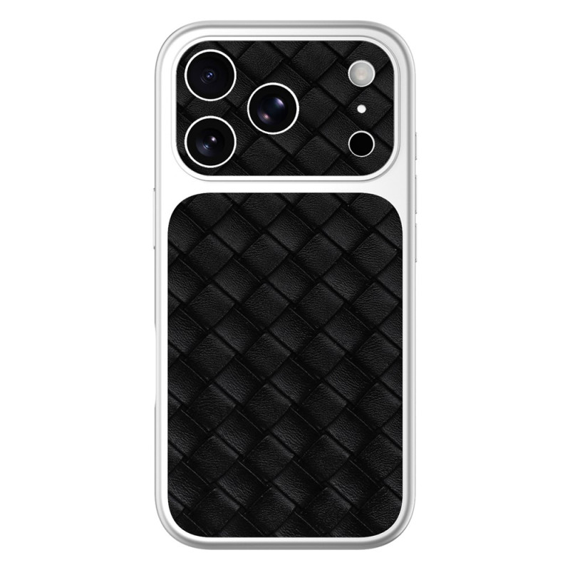 Coque iPhone 18 Pro / 17 Pro Effet Tressé avec Bordure Argentée
