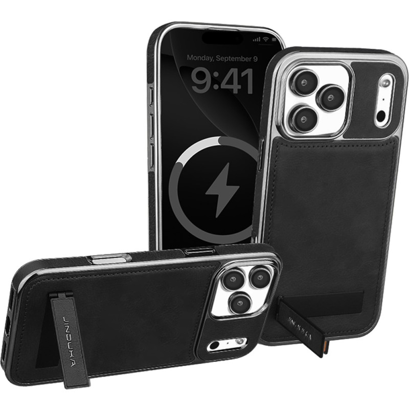 Coque iPhone 18 Pro Max / 17 Pro Max Effet Cuir avec Support Invisible