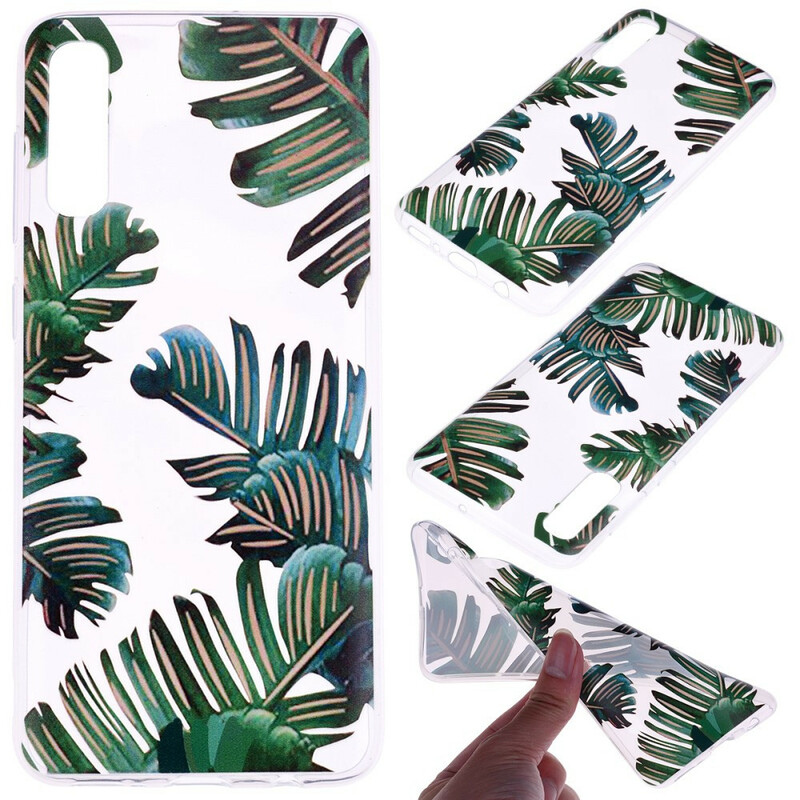 Coque Samsung Galaxy A70 Transparente Feuilles Vertes Coque Samsung Galaxy A70 Transparente Feuilles Vertes
