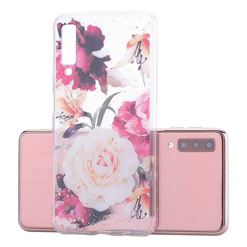Coque Samsung Galaxy A70 Floralies et Paillettes Coque Samsung Galaxy A70 Floralies et Paillettes