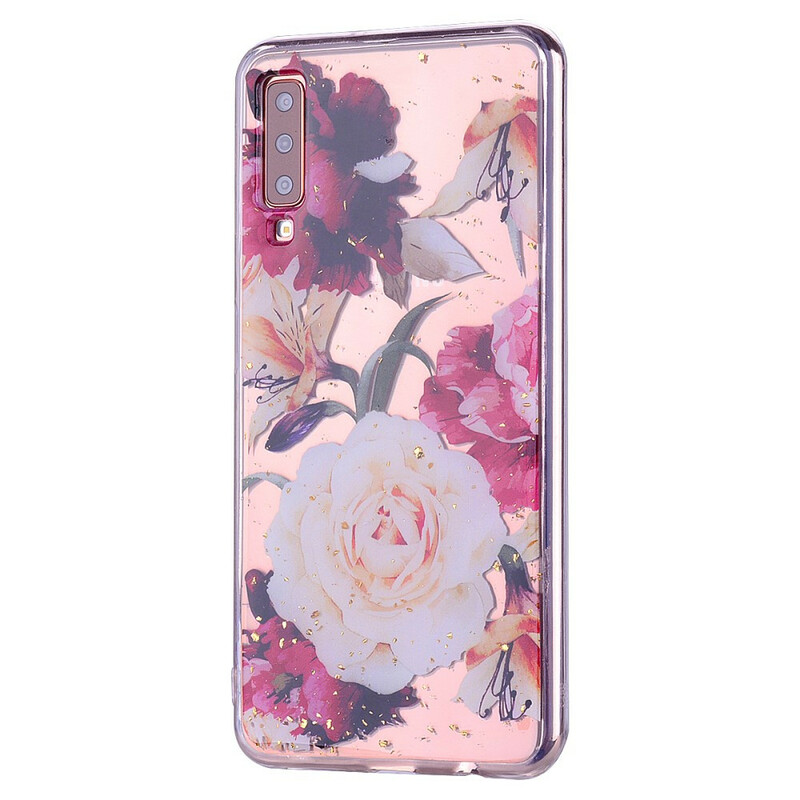 Coque Samsung Galaxy A70 Floralies et Paillettes Coque Samsung Galaxy A70 Floralies et Paillettes