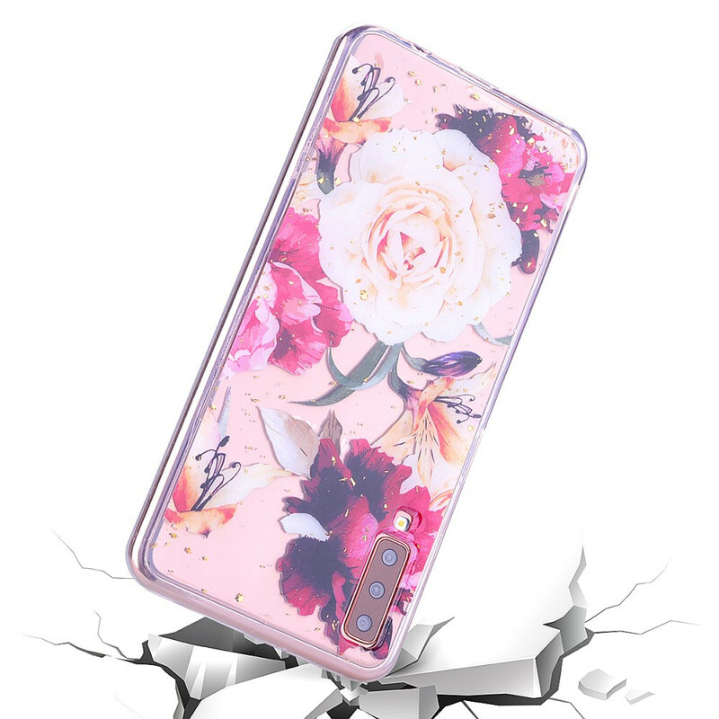 Coque Samsung Galaxy A70 Floralies et Paillettes Coque Samsung Galaxy A70 Floralies et Paillettes
