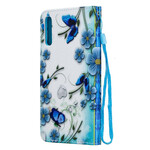 Housse Samsung Galaxy A70 Papillons Colorés et Lanière Amovible Housse Samsung Galaxy A70 Papillons Colorés et Lanière Amovible