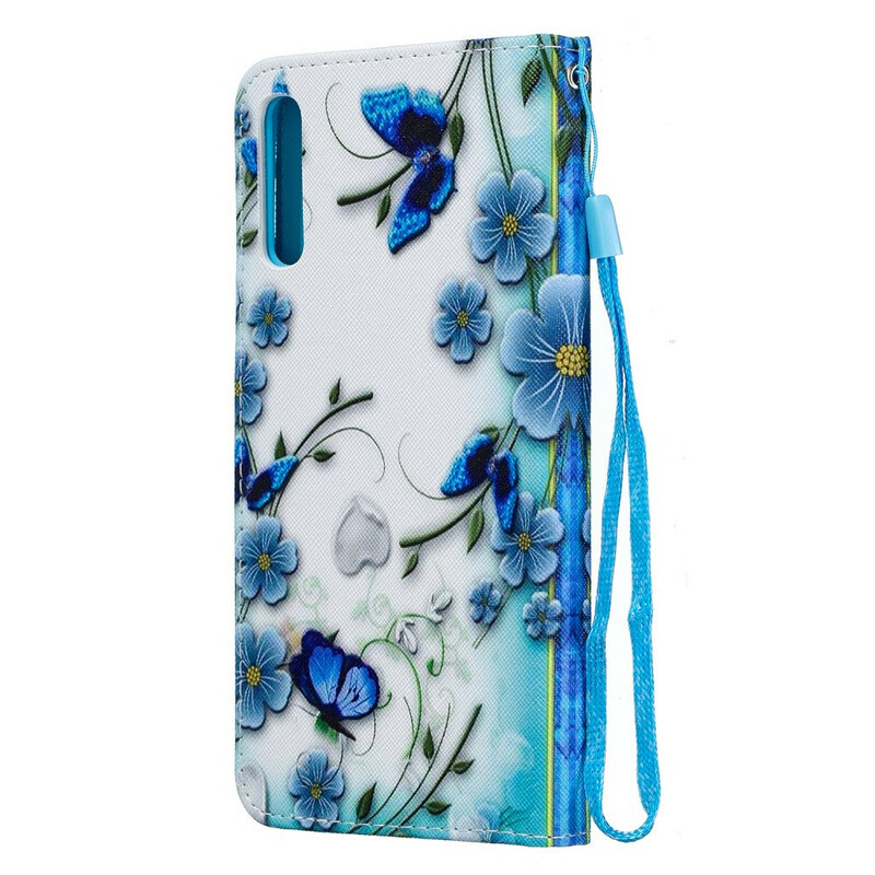 Housse Samsung Galaxy A70 Papillons Colorés et Lanière Amovible Housse Samsung Galaxy A70 Papillons Colorés et Lanière Amovible