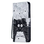 Housse Samsung Galaxy A70 Chat Blanc Chat Noir à Lanière Amovible Housse Samsung Galaxy A70 Chat Blanc Chat Noir à Lanière Amovible
