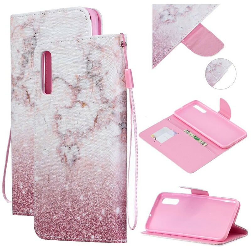 Housse Samsung Galaxy A70 Marbre Rose à Lanière Amovible Housse Samsung Galaxy A70 Marbre Rose à Lanière Amovible