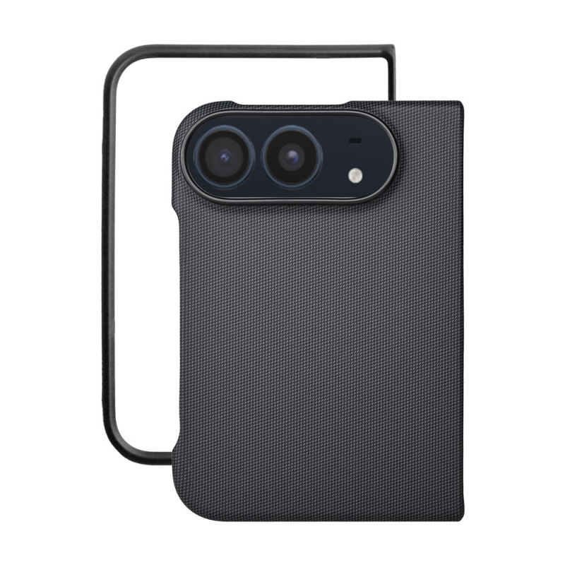 Coque iPhone Duo Magnétique Effet Tissé avec Verre Trempé Intégré