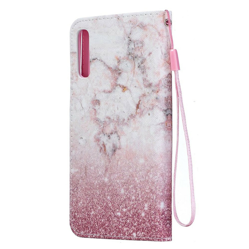 Housse Samsung Galaxy A70 Marbre Rose à Lanière Amovible Housse Samsung Galaxy A70 Marbre Rose à Lanière Amovible