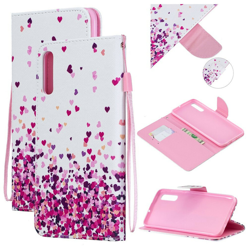 Housse Samsung Galaxy A70 Coeurs à Lanière Amovible Housse Samsung Galaxy A70 Coeurs à Lanière Amovible
