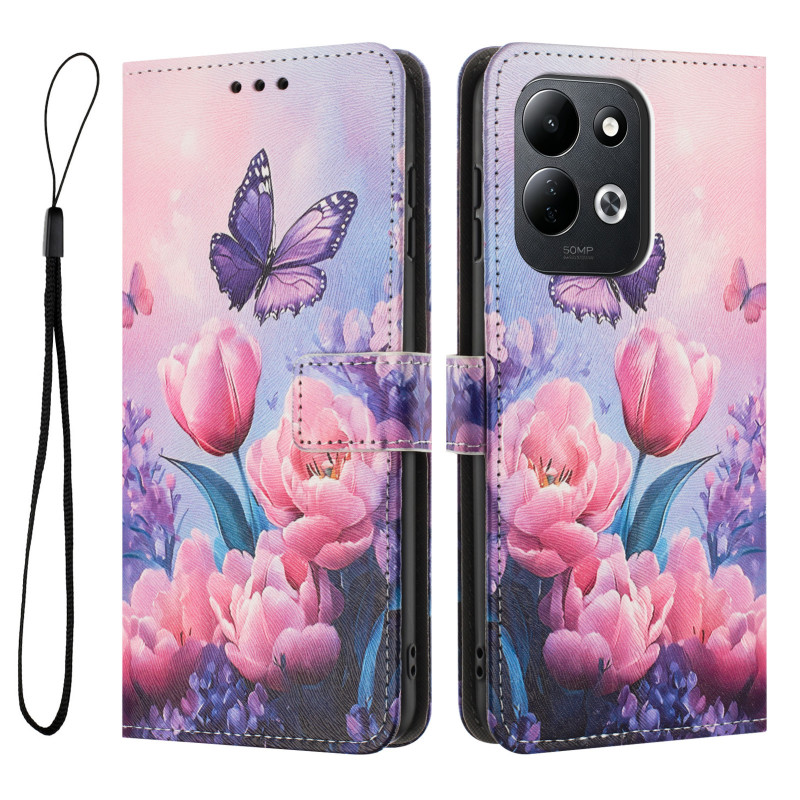 Housse Poco C95 Pro Fleurs Roses et Papillons