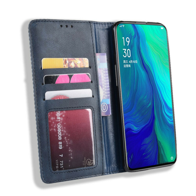 Flip Cover Oppo Reno 10x Zoom Effet Cuir Vintage Stylisé Flip Cover Oppo Reno 10x Zoom Effet Cuir Vintage Stylisé