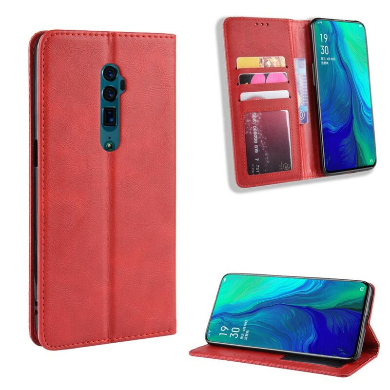 Flip Cover Oppo Reno 10x Zoom Effet Cuir Vintage Stylisé Flip Cover Oppo Reno 10x Zoom Effet Cuir Vintage Stylisé