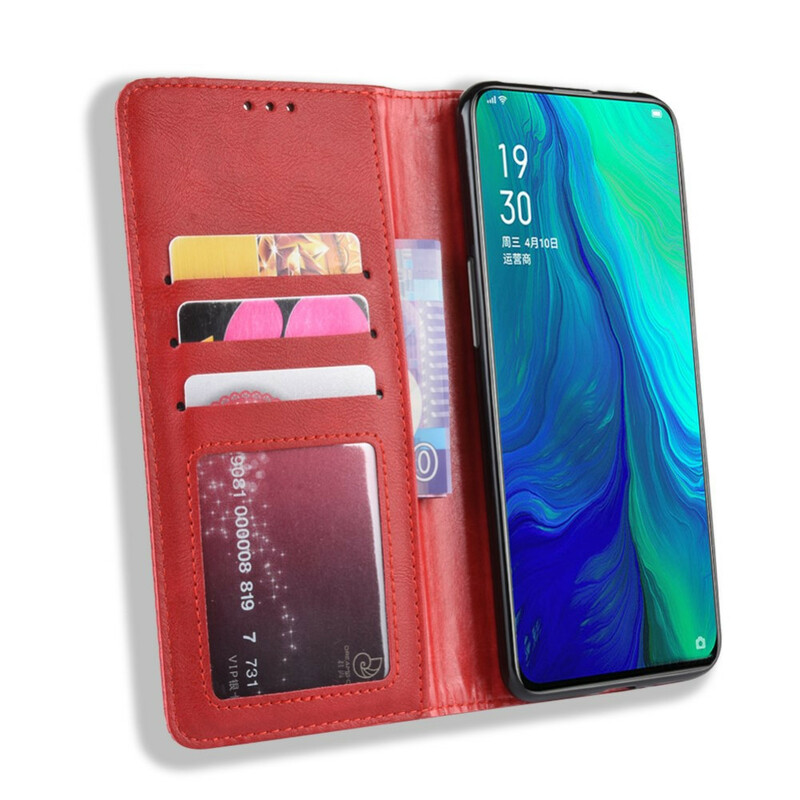 Flip Cover Oppo Reno 10x Zoom Effet Cuir Vintage Stylisé Flip Cover Oppo Reno 10x Zoom Effet Cuir Vintage Stylisé