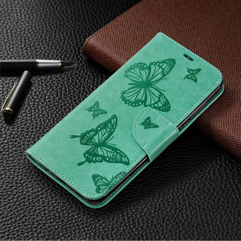 Housse Samsung Galaxy A70 Les Papillons en Vol avec Lanière