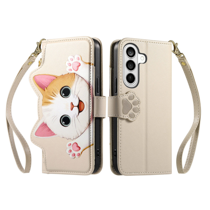 Housse Samsung Galaxy A18 4G / A17 4G / 5G Portefeuille Motif Chat avec Poche Zippée