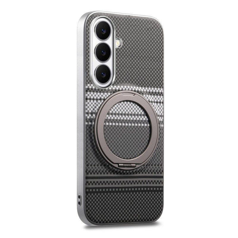 Coque Samsung Galaxy A18 4G / A17 4G / 5G Magnétique Effet Fibre de Carbone avec Anneau Rotatif