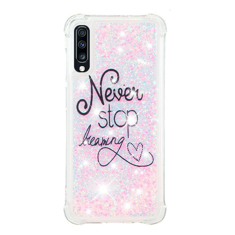 Coque Samsung Galaxy A70 Never Stop Dreaming Paillettes Coque Samsung Galaxy A70 Never Stop Dreaming Paillettes