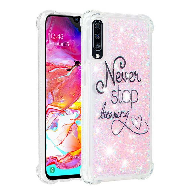 Coque Samsung Galaxy A70 Never Stop Dreaming Paillettes Coque Samsung Galaxy A70 Never Stop Dreaming Paillettes