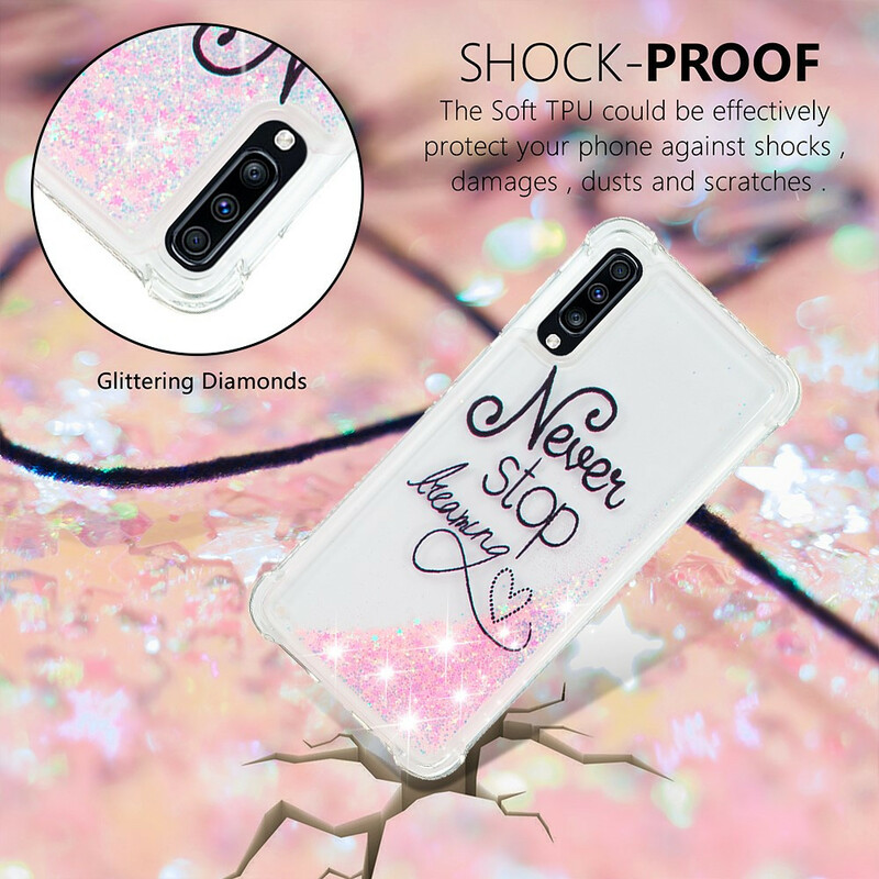 Coque Samsung Galaxy A70 Never Stop Dreaming Paillettes Coque Samsung Galaxy A70 Never Stop Dreaming Paillettes