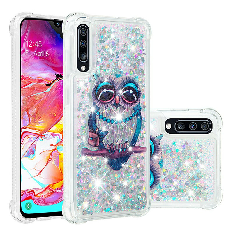 Coque Samsung Galaxy A70 Miss Hibou Paillettes