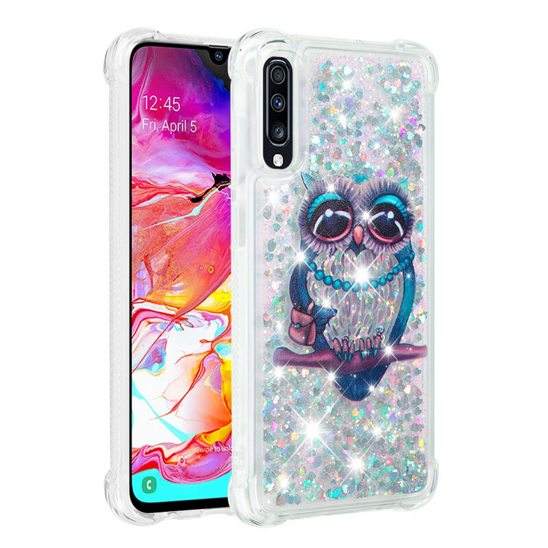 Coque Samsung Galaxy A70 Miss Hibou Paillettes