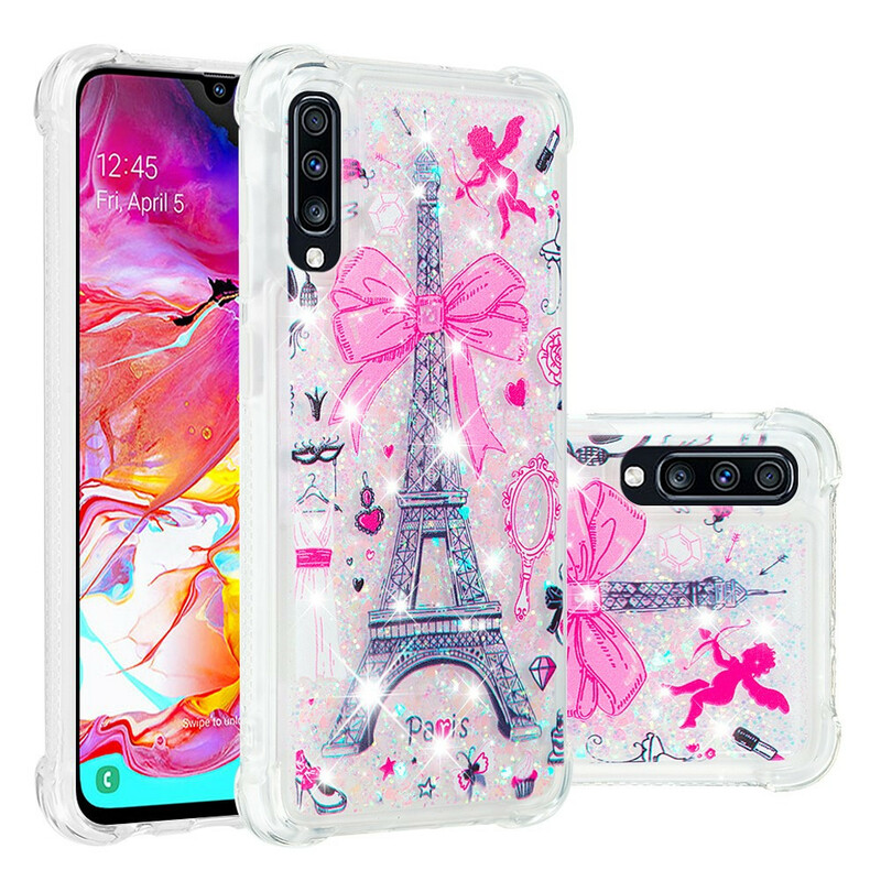 Coque Samsung Galaxy A70 La Tour Eiffel Paillettes