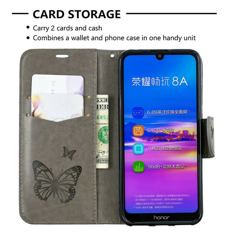 Housse Huawei Y6 2019 Papillons et Rabat Oblique Housse Huawei Y6 2019 Papillons et Rabat Oblique