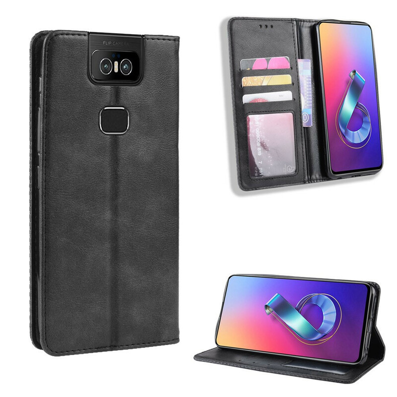 Flip Cover Asus ZenFone 6 Effet Cuir Vintage Stylisé Flip Cover Asus ZenFone 6 Effet Cuir Vintage Stylisé