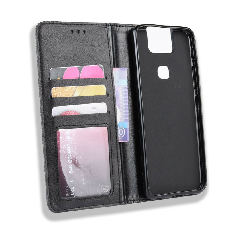 Flip Cover Asus ZenFone 6 Effet Cuir Vintage Stylisé Flip Cover Asus ZenFone 6 Effet Cuir Vintage Stylisé