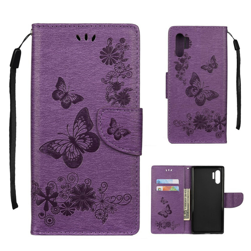 Housse Samsung Galaxy Note 10 Plus Papillons et Floralies à Lanière Housse Samsung Galaxy Note 10 Plus Papillons et Floralies à Lanière