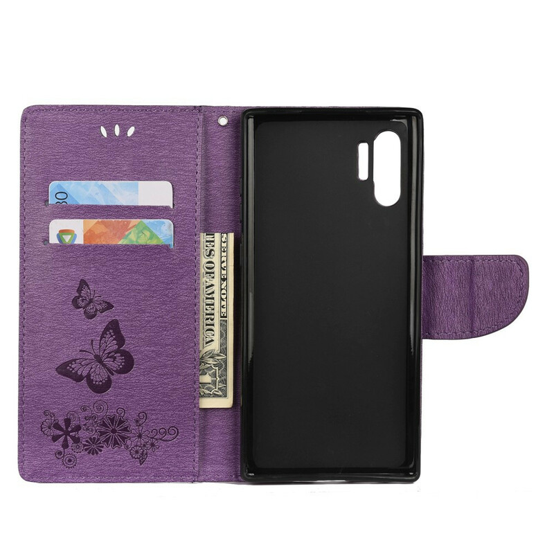 Housse Samsung Galaxy Note 10 Plus Papillons et Floralies à Lanière Housse Samsung Galaxy Note 10 Plus Papillons et Floralies à Lanière
